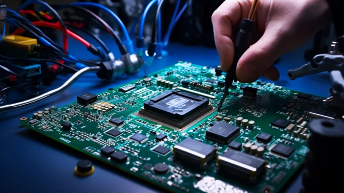 Motherboard being repaired